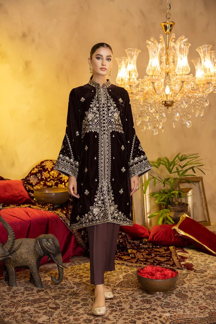 Charldes - Embroidered Velvet Stitched 2PC
